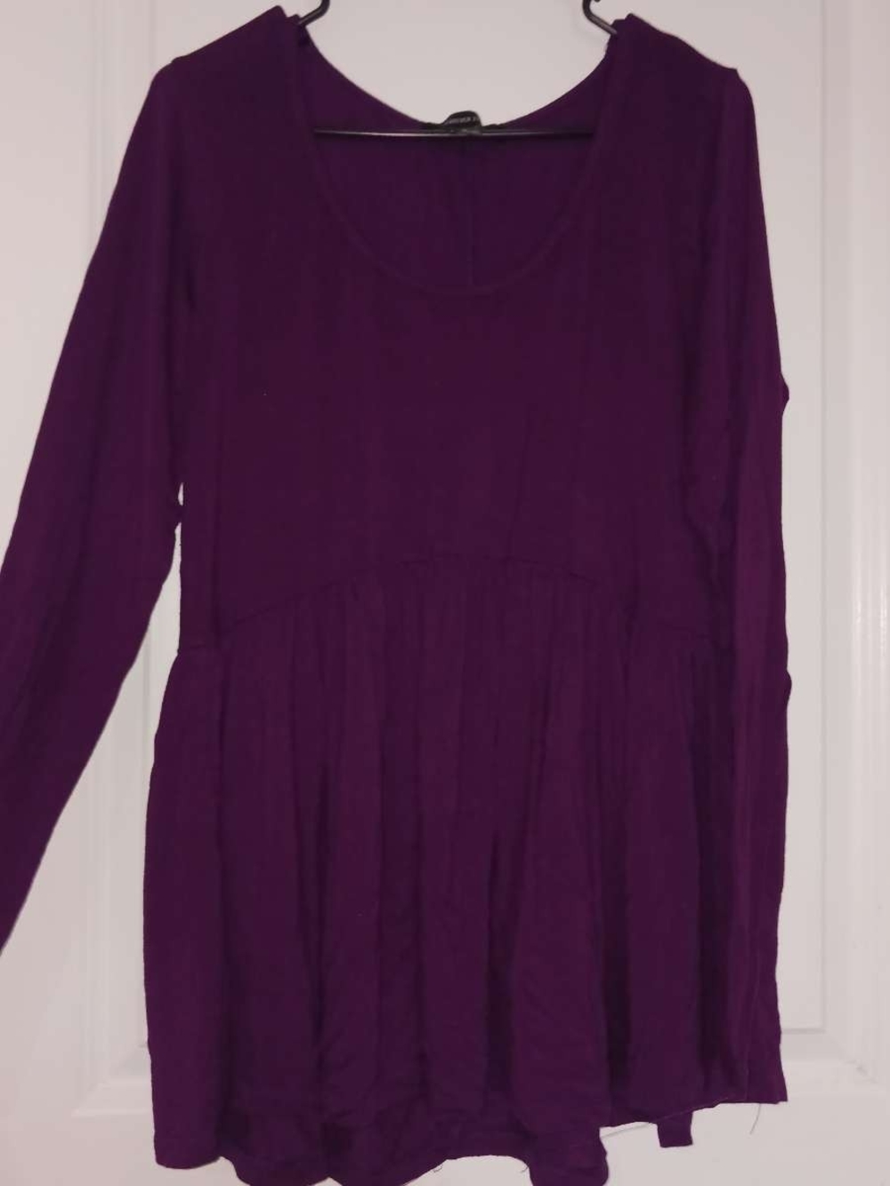 Forever 21 Deep Purple Long-Sleeve Peplum Tunic